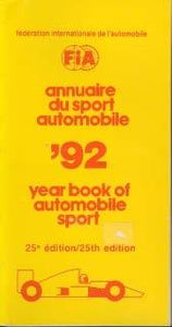 Annuaire de Sport Automobile / Year book of Automobile Sport 1992